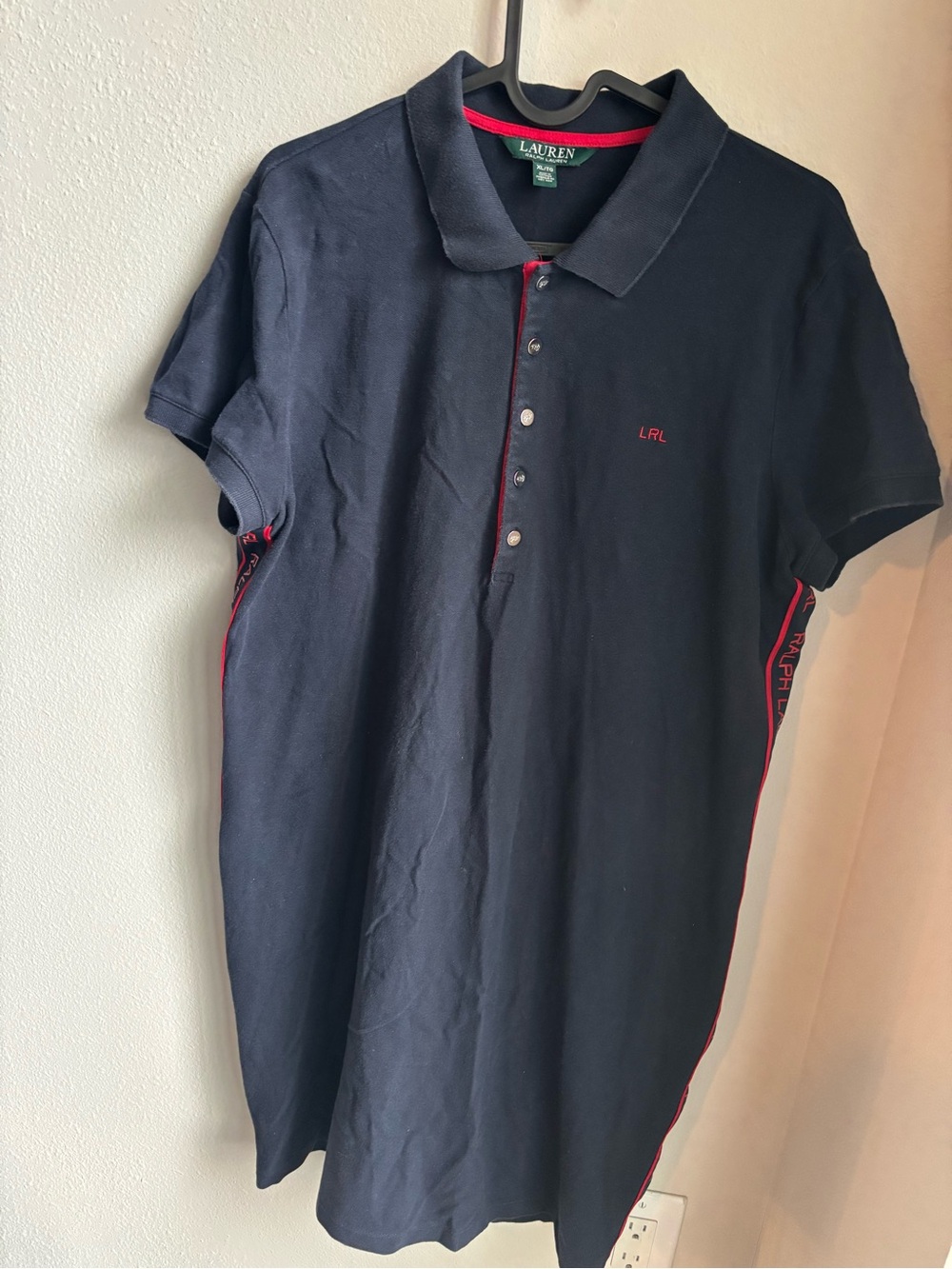 Lauren Ralph Lauren Navy Blue Polo Dress Red Trim LRL Logo Women’s XL